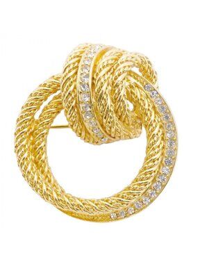 Dior Brooch Rope Gold Plated Line Stone